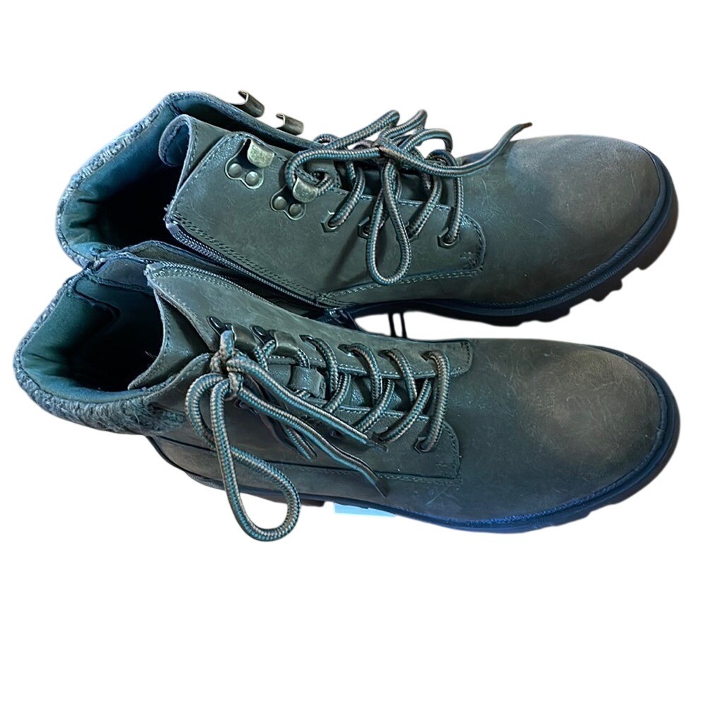 Universal Thread Olive Green Lace Up Combat Boots Side Zip Lug Sole Women 7 NEW